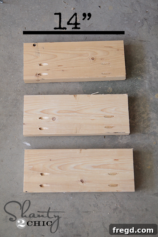 DIY One Hour Wood Wall Planter 5 Detail of pocket holes drilled into the end of a 2x6 shelf board, ready for assembly with a Kreg Jig.