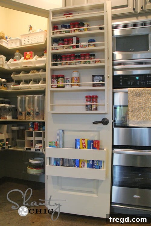 Build Your Own Spice Rack For Free 2 Another view of the mounted spice rack, enhancing pantry organization