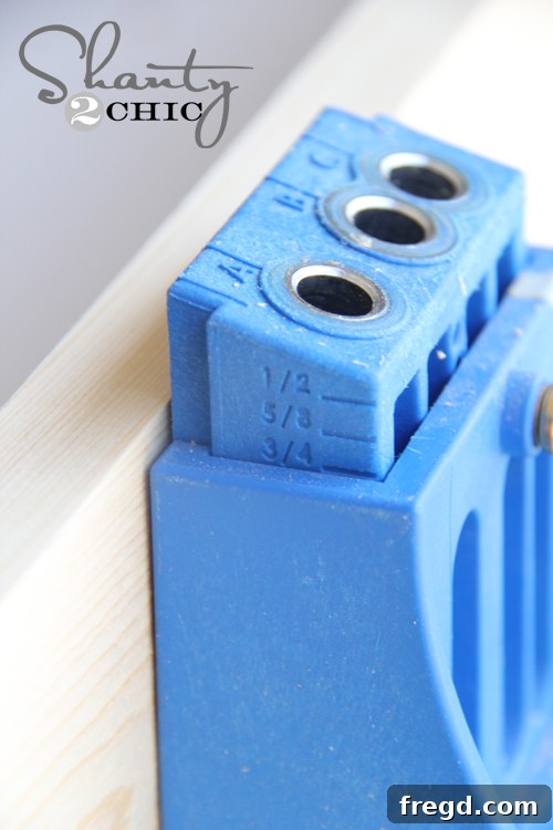 Kreg Jig Tool Kreg Jig set up for drilling pocket holes