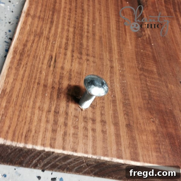 Carriage Bolt securely inserted in wood