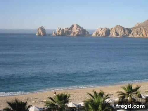 Stunning panoramic view of Cabo San Lucas, Mexico with ocean and mountains