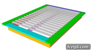 Step-by-step image of adding slats to the bed frame
