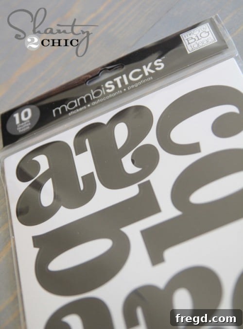 Reusable stencil letters purchased from Michael's craft store