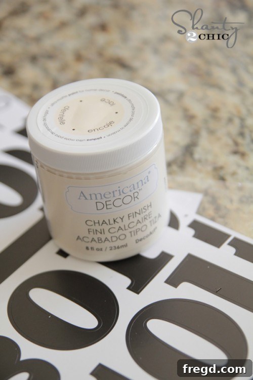 Americana Decor Chalky Finish paint used for stenciling on wood
