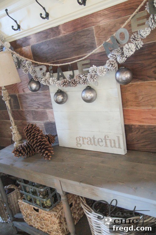 Finished Grateful wood sign proudly displayed on an entryway table as home decor