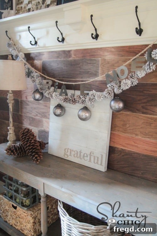 Close-up detail of the DIY Grateful wood sign showing distressed finish and lettering