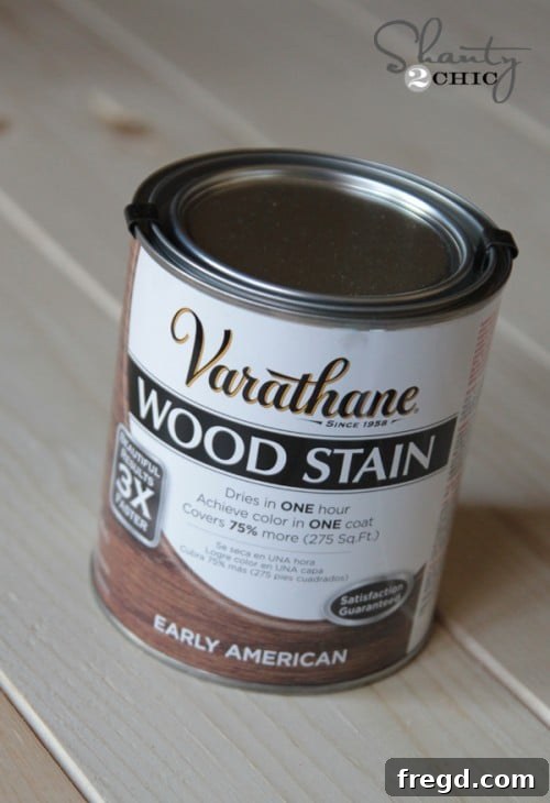 Applying Varathane Early American Wood Stain to a block