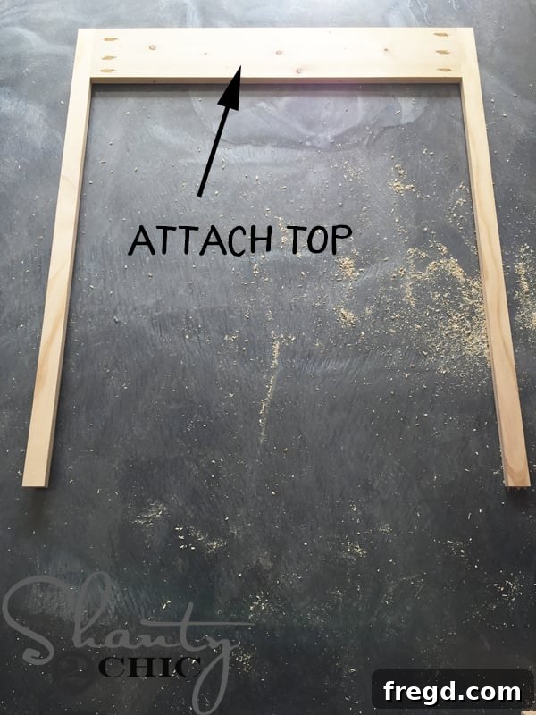 Attaching the top piece of the face frame
