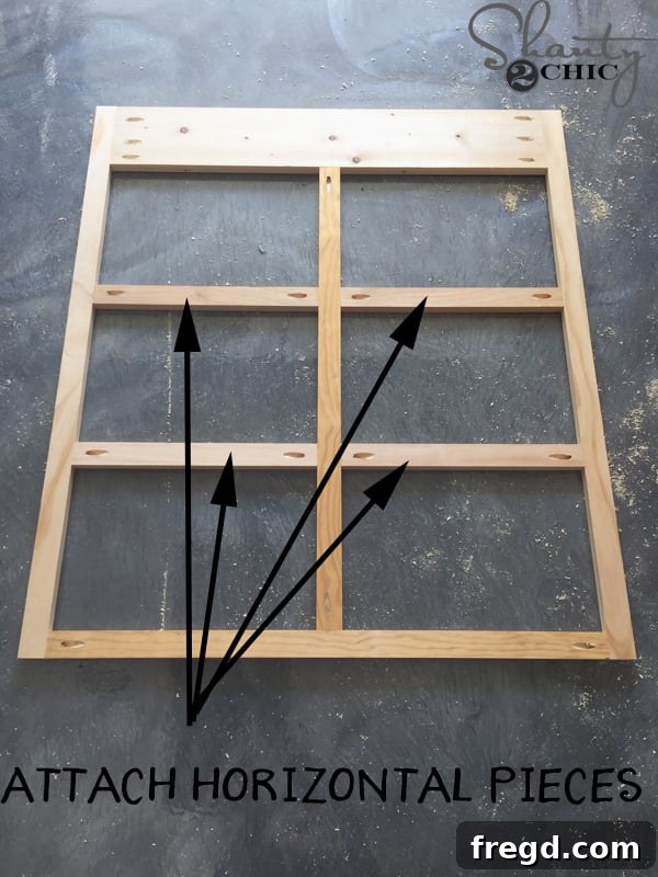 Assembled face frame with horizontal and vertical pieces