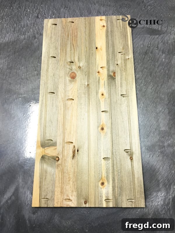 Back of assembled planks for the barn door