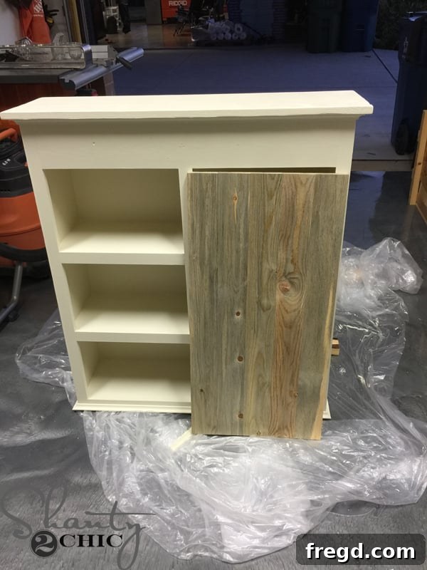 Barn door for cabinet, ready for hardware installation