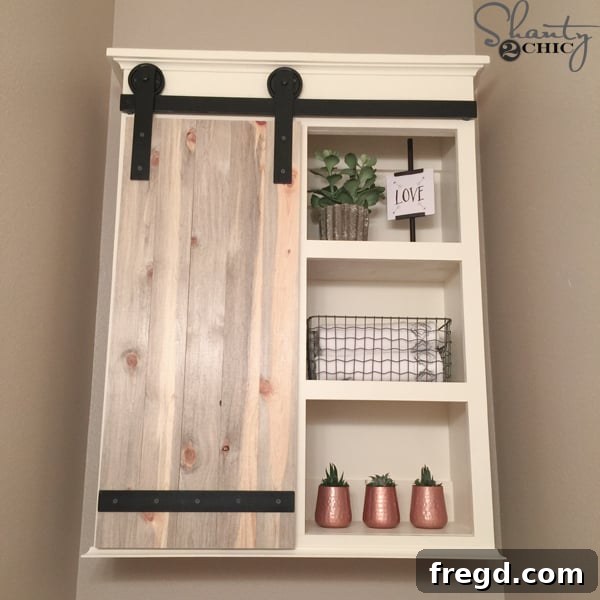 DIY Bathroom Storage solution with styled open shelves