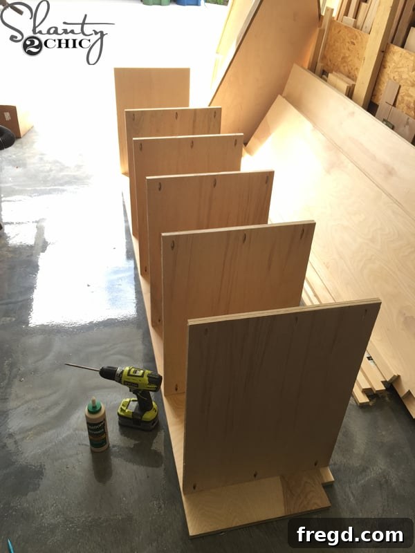 Optimizing My Sliding Barn Door Media Console with Custom Shelving 10 Attaching Shelves to One Side Panel of the Bookshelf