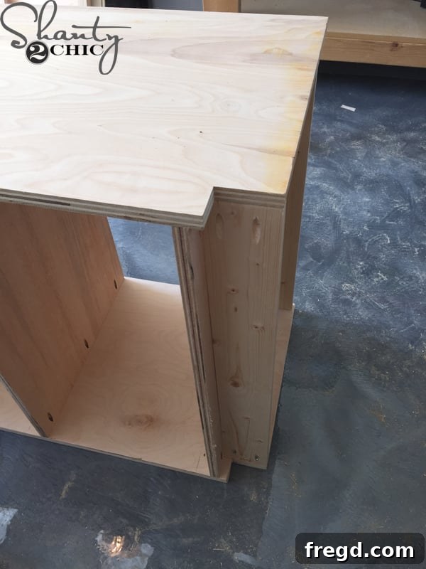 Optimizing My Sliding Barn Door Media Console with Custom Shelving 13 Bottom View of the Bookshelf with Front Supports