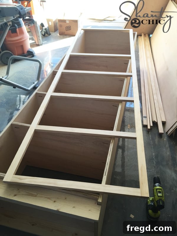 Optimizing My Sliding Barn Door Media Console with Custom Shelving 17 Building the Face Frame for the Bookshelf