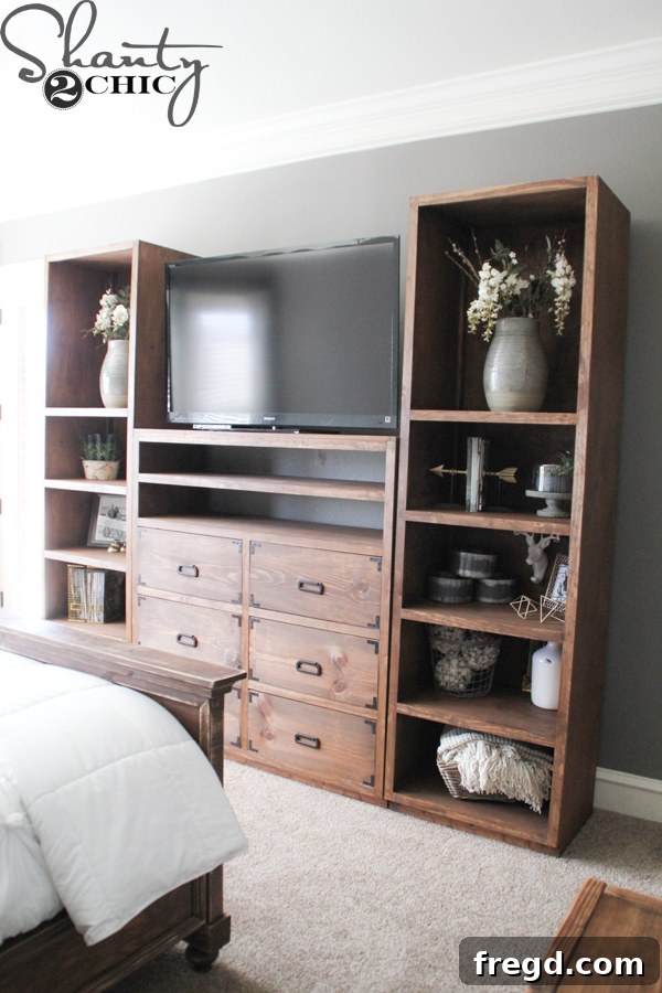 Optimizing My Sliding Barn Door Media Console with Custom Shelving 26 DIY Media Storage Towers in a Stylish Living Room