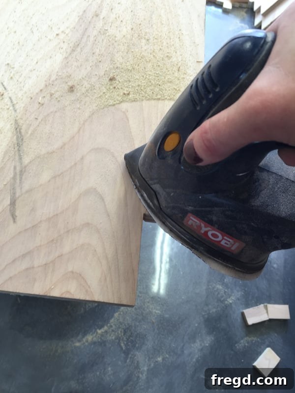Optimizing My Sliding Barn Door Media Console with Custom Shelving 5 Sanding Rough Edges for a Smooth Finish