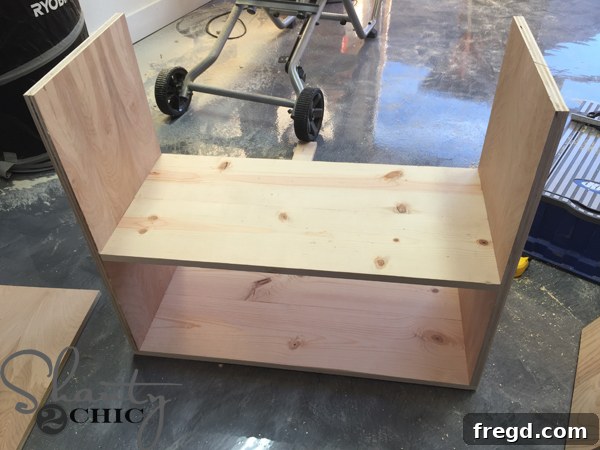 Cabinet base with bottom attached