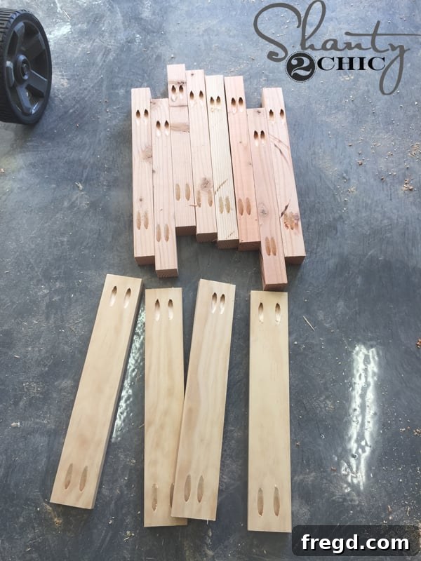 Drilling pocket holes in horizontal rail pieces