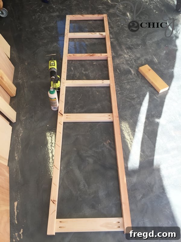 One side ladder frame completed for DIY office towers