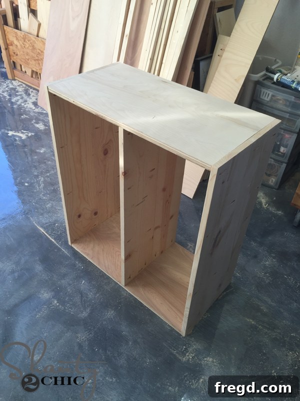 Flipping cabinet on its side for ladder attachment