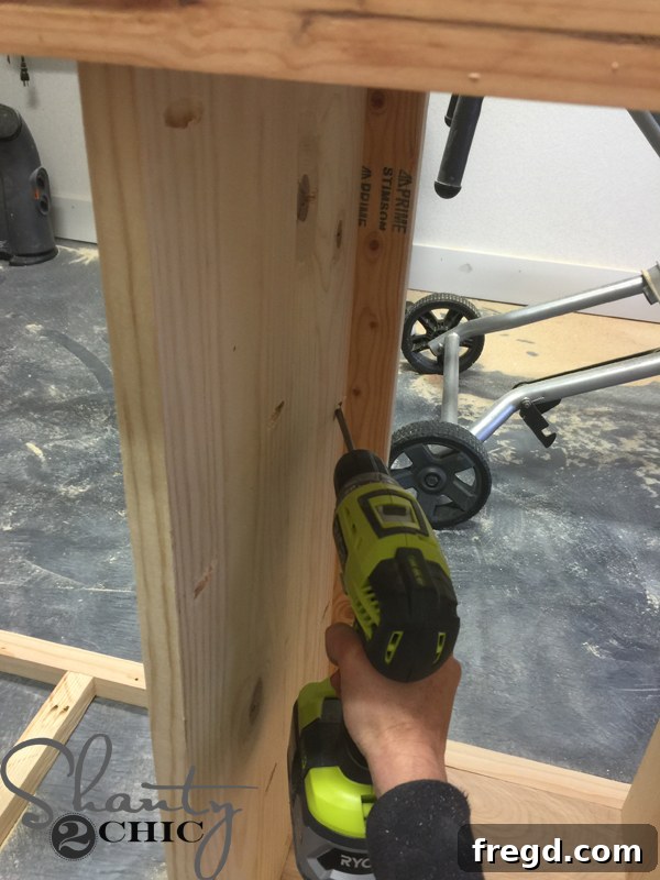 Attaching front 2x3 trim pieces to shelves