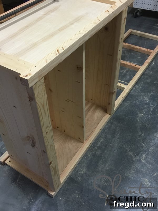 Trim attached to shelves of the office tower