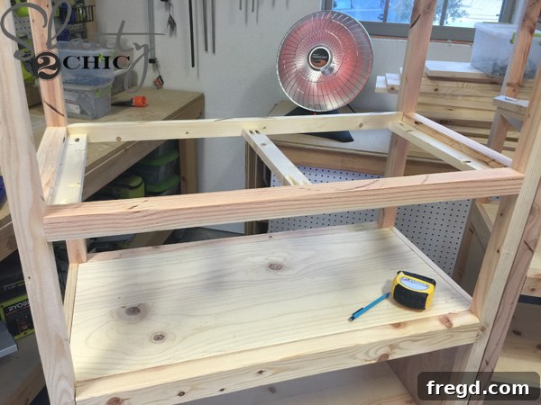 Office tower with shelf cleats installed