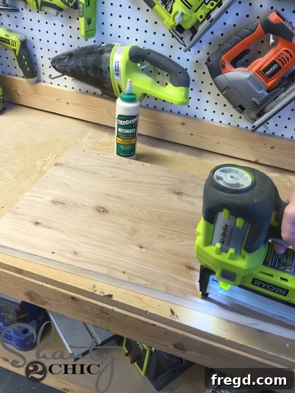 Attaching plywood backing to door frame