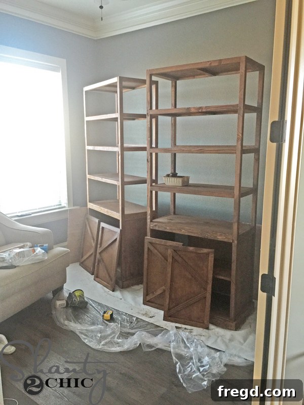 Allowing stained office tower to dry