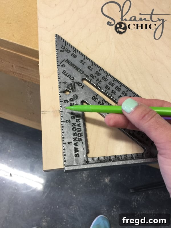 Marking shelf corners for notching