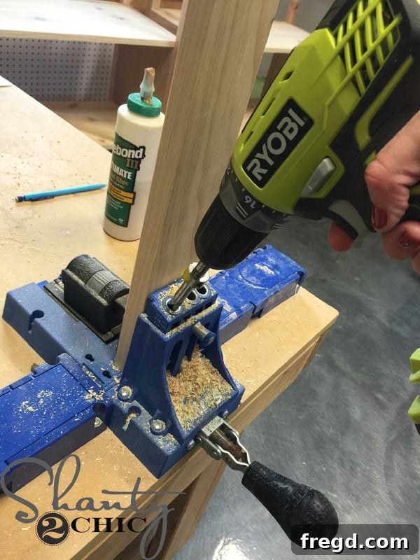 Drill Pocket Holes in Frame Pieces