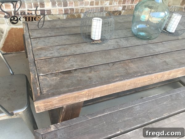 Patio Table Before Makeover - Worn and Weathered