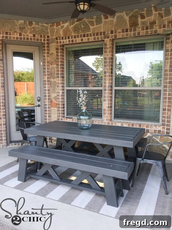 DIY Patio Table with Modern Centerpiece