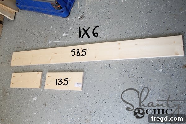 Front frame of the floating desk, ready for assembly