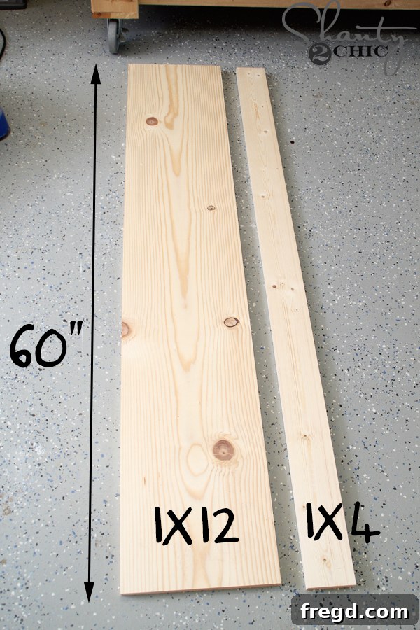 Pieces for the flip-top desk surface with a 3/4-inch overhang