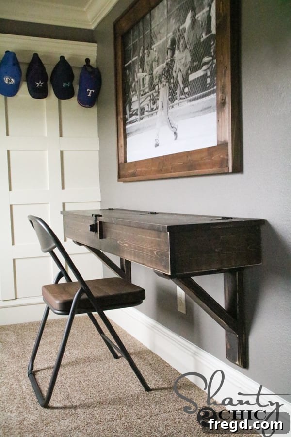 DIY Student Desk in a modern boys room