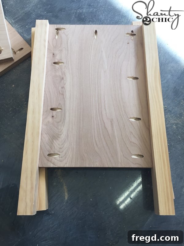 Outside view of assembled vanity side piece