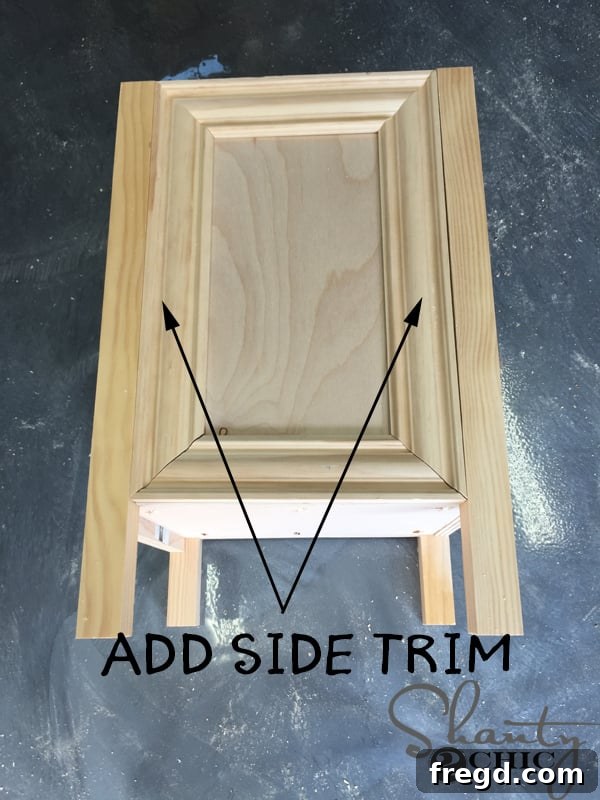 Adding side casing trim to vanity cubby