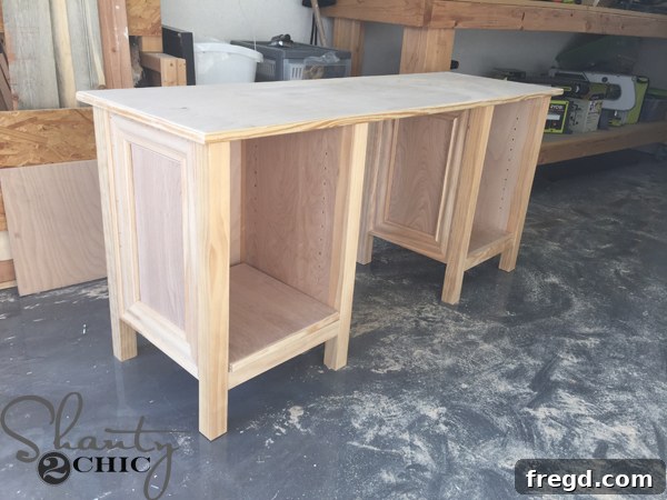 Vanity base completed with all casing installed