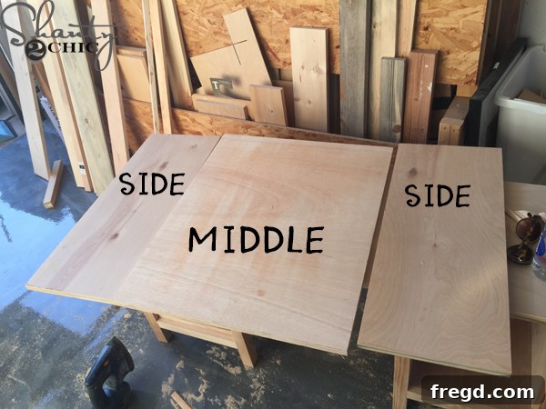 Plywood pieces for vanity mirror and jewelry case doors