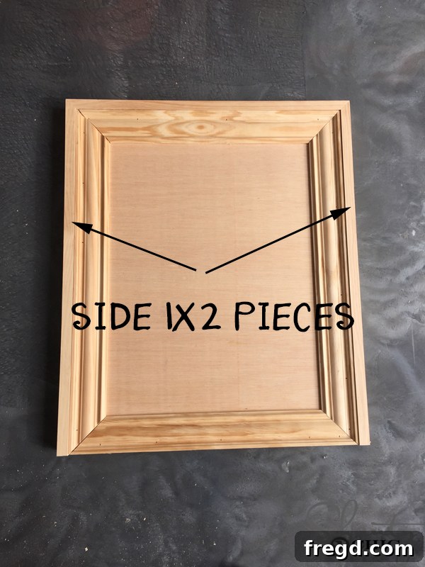 Attaching 1x2 trim to mirror frame side pieces