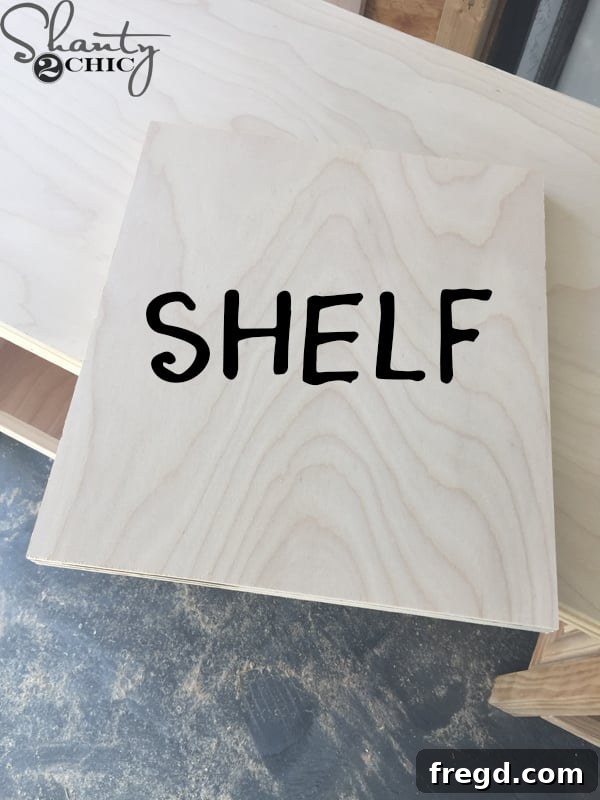 Cutting adjustable shelf pieces for vanity cubbies