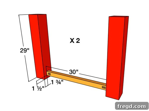 DIY Modern Open Concept Farmhouse Table HGTV Style 6 Attaching apron piece to table leg with pocket screws