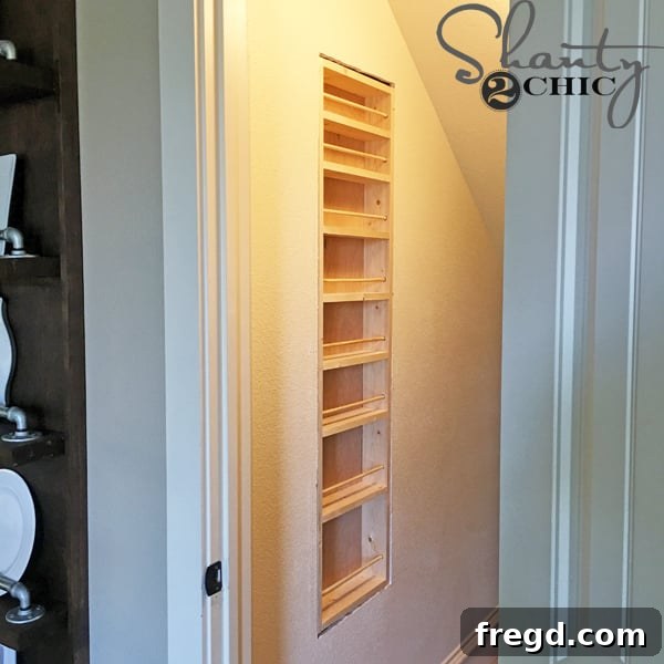 diy spice rack -- fit-spice-rack-between-studs