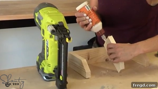 Applying wood glue to mail dividers for assembly
