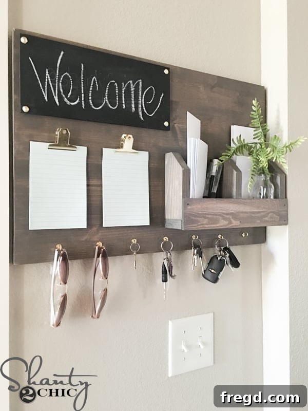 Close-up of the stylish and functional DIY Command Center