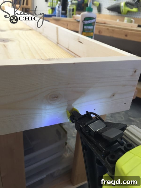 Craft a Plate Rack for Only $95 19 Attaching shelf side pieces with brad nails and wood glue