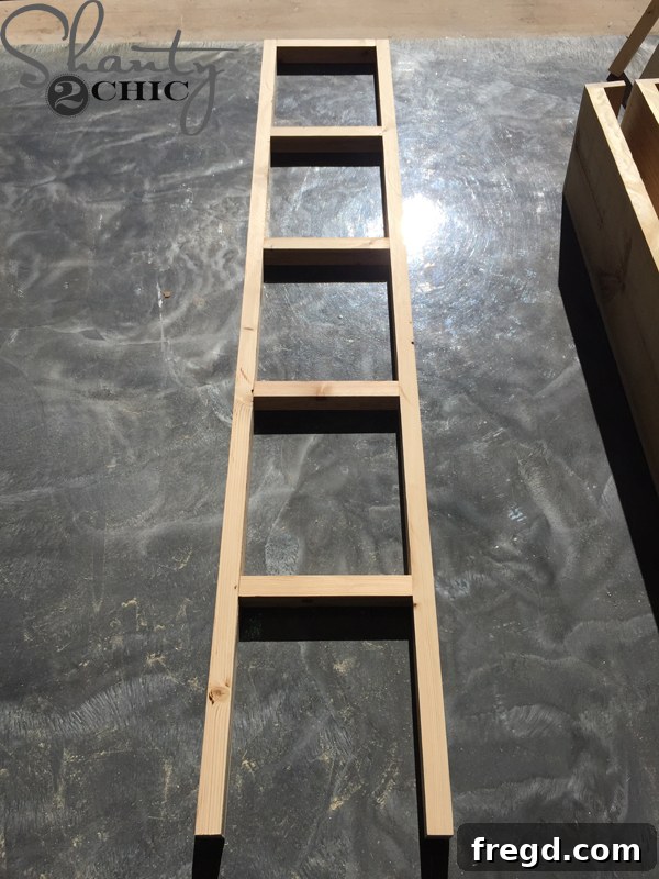 Craft a Plate Rack for Only $95 9 Completed ladder component for the DIY plate rack