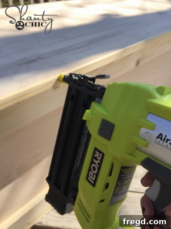 Build Your Own High-Back Bench 12 Attaching Screen Molding with Nailer
